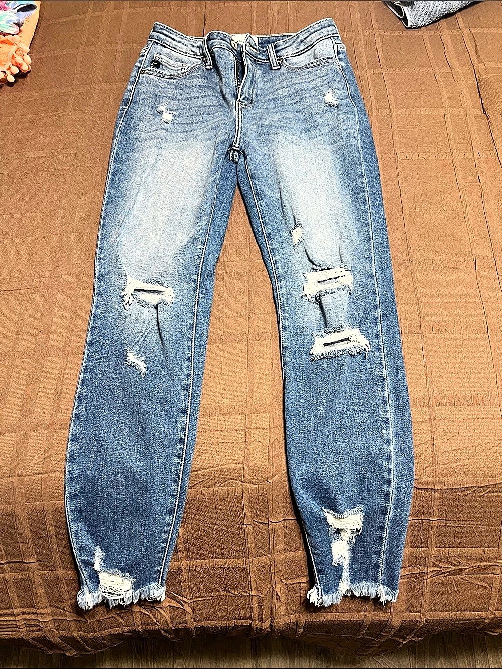 KanCan Distressed Ankle Skinny Jeans Blue Waist 7/27